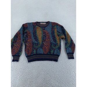 Vintage Sphinx Sweater CROP FIT Small Paisley‎ Knit Pullover Italy 90s